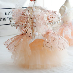 Summer Thin Cat Princess Dress Rose <b>Gold</b> Floral Polyester Skirt For Small Dogs Teddy Dogs Four Seasons Pet <b>Clothes</b> - Product Image 3