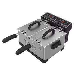 Machine à frites en acier inoxydable 2 réservoirs 2 paniers <span class=keywords><strong>Friteuse</strong></span> électrique commerciale à croustilles <span class=keywords><strong>Friteuse</strong></span> électrique commerciale en acier inoxydable profond - Product Image 4