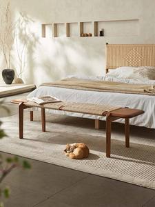 Meubles de salon <span class=keywords><strong>Vintage</strong></span> nordique chaise en corde tissée en bois massif avec tête de lit pour la maison hôtels villas appartements - Product Image 5