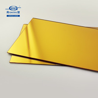 Feuille acrylique miroir dorée brillante personnalisée, écologique, décorative, pour panneaux muraux d'hôtel