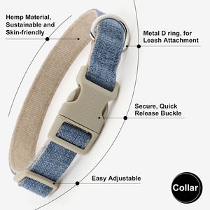 Heavy Duty Soft Pet Cotton Hemp Dog Leash Set Collar ajustable para pequeños, medianos y grandes - Product Image 3