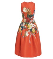 Haut de gamme femmes vêtements grande taille florale rétro robe formelle nouvelle dame genou Longueur bureau robe midi
