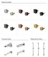 Robinet de douche thermostatique encastré de luxe en laiton brossé pour villa moderne, mitigeur à poignée unique, jet doux, valve en céramique
