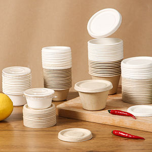 Precio competitivo, pulpa de bagazo biodegradable, taza desechable para salsa de pulpa de caña de azúcar, respetuosa con el medio ambiente, tapa de taza de bagazo para sacar para salsa - Product Image 6