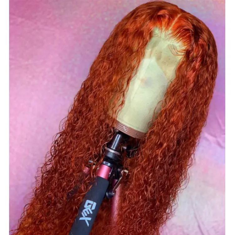 Soft Lace 13x4 Lace Front Wig Human Hair Wigs Pre-Plucked Orange Color Brazilian Virgin Hair Long Curly Lace Wig