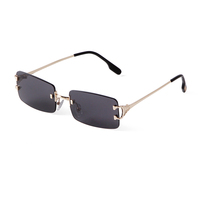 Lentilles de couleur bonbon sans monture Lunettes de soleil carrées personnalité à la mode petit Rectangle Lunettes de soleil à monture en métal femme
