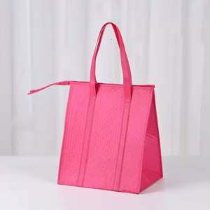 Non Woven Custom Eco <b>Disposable</b> Takeaway Cooler Package Tote Bum Bags Wiht <b>Aluminum</b> <b>Foil</b> Insulated Thermal Soft Handle Lunch Bag - Product Image 3