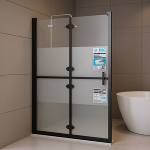Paroi de douche pliante en verre ESG 39,4x74,8 avec cadre, design minimaliste - Product Image 2