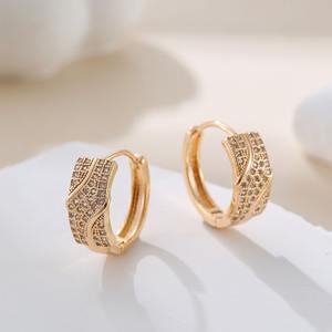 Luxueux haut de gamme mode Micro plein Zircon femmes boucles d'oreilles cerceau luxe cercle cuivre Vintage crochet d'oreille conception - Product Image 2