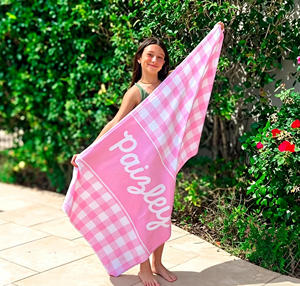 Toalla de Playa Personalizada de Microfibra para Niños, Diseño a Cuadros, Grande, Suave, para Piscina - Product Image 4