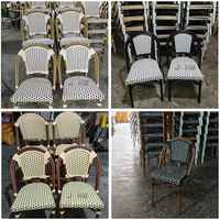 Chaise Empilable de Restaurant et Bistrot en Rotin Français pour Jardin, Terrasse et Extérieur, Style Parisien en Bambou