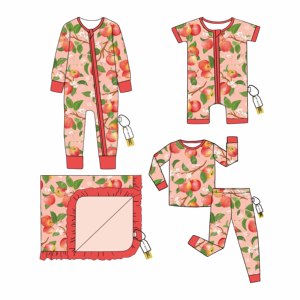 Meilleures ventes Automne/Hiver Combinaison bébé en bambou à manches longues et imprimé fruits, durable et extensible, pour usage quotidien - Product Image 3