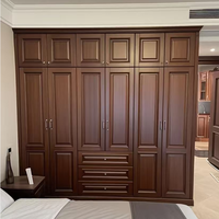 Armoire de chambre sur mesure en bois massif, style européen, avec panneaux surélevés, rangement pour vêtements, emballage en caisse sans dommages