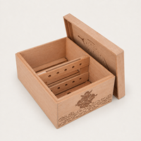 Humidor de Luxe en Bois Naturel Chaleureux Fait Main, Anti-Humidité, avec Motif Dragon Gravé au Laser, Couvercle à Tirer, Rangement de Bureau