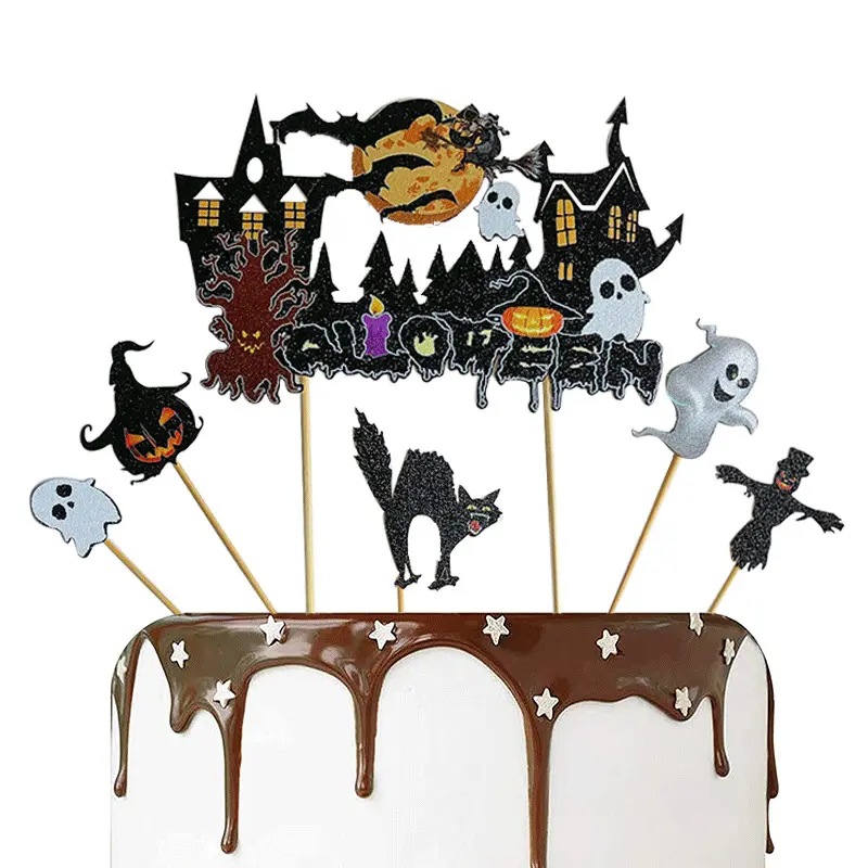 Set di decorazioni in carta degradabile per feste con Topper torta di Halloween