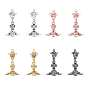 Pendientes Colgantes de Saturno con Grabado UFO de la Emperatriz Vivian, Incrustaciones de Diamantes Completas, Coloridos, Combinan con Todo, Joyería para Mujer - Product Image 5