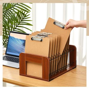 Organizador de Escritorio de Madera y Hierro Forjado con Múltiples Compartimentos, Soporte de Almacenamiento para Uso en Oficina - Product Image 5