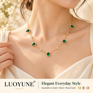 Collar LUOYUNE con colgante <span class=keywords><strong>de</strong></span> lágrima verde, cadena ajustable en tono <span class=keywords><strong>oro</strong></span>, plata y <span class=keywords><strong>oro</strong></span> rosa, elegante y brillante, joyerí<span class=keywords><strong>a</strong></span> llamativa <span class=keywords><strong>para</strong></span> mujer, regalo. - Product Image 3