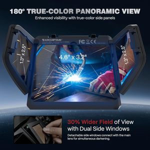 <span class=keywords><strong>Casque</strong></span> de soudage intelligent à assombrissement automatique ARCCAPTAIN, capot panoramique 180°, affichage couleur réel, lumière LED intégrée - Product Image 3