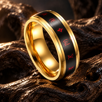 Bague de température JLM en acier inoxydable doré avec chiffres arabes et bande d'humeur rouge pour homme – Bijoux