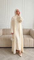 Robe Abaya élégante et minimaliste, couleur unie, manches longues, col rond, pour femmes musulmanes, modeste, été, avec dentelle, qualité supérieure, vente en gros
