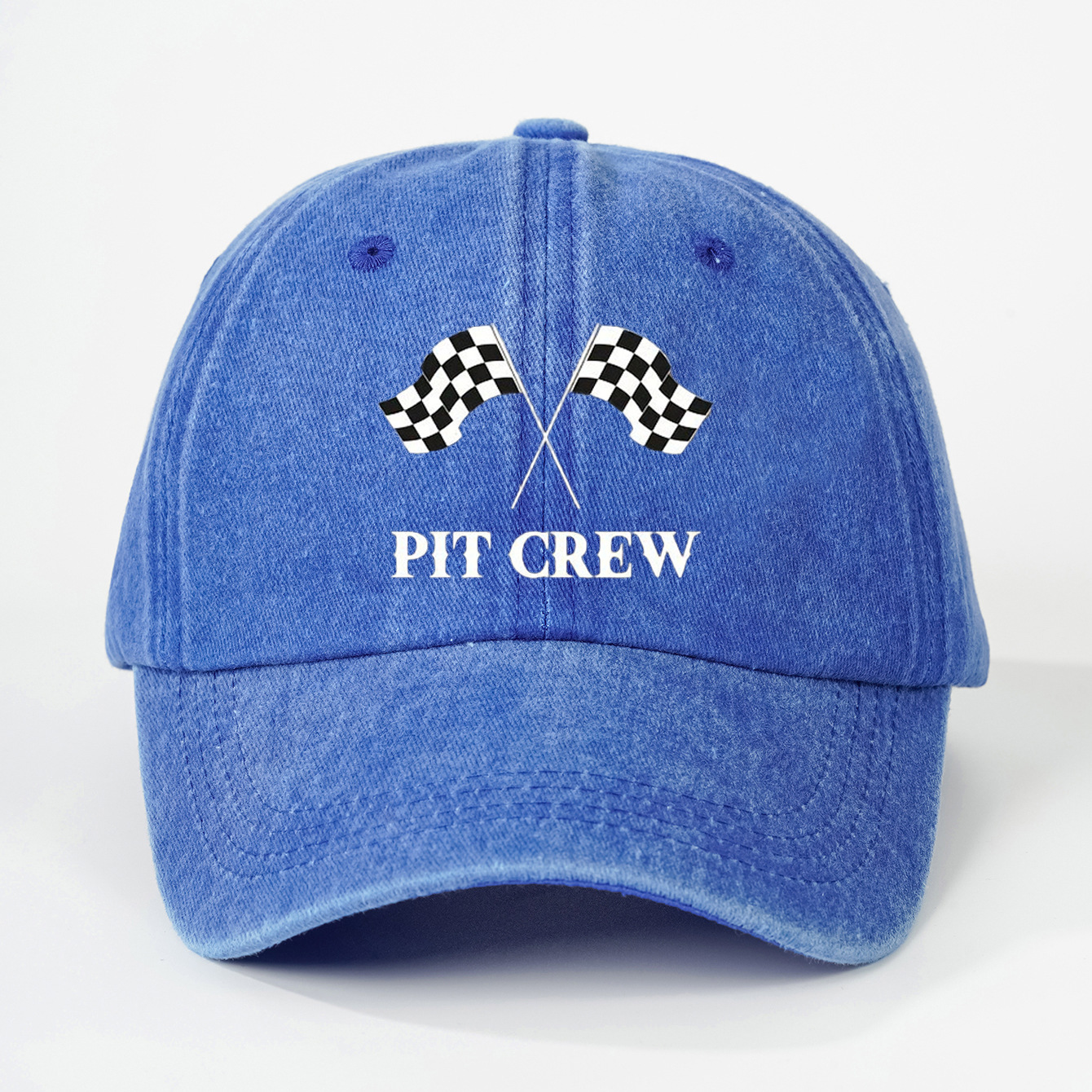 Printed Racing flag washed gorra de béisbol-azul zafiro