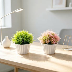 Bonsaï de fougère artificielle, ornement hémisphérique de 12.5 Cm pour la décoration de la maison, table basse, plantes vertes en pot - Product Image 2
