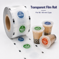 Rouleaux de film PET pour sceller les gobelets de bubble tea, 90 mm, 95 mm, transparent mat, pour utilisation dans les magasins de thé au lait