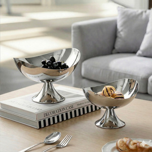 Modern Electroplated Silver Storage Tray Iron Decorative Bowl For Living Room Table Display - Product Image 1