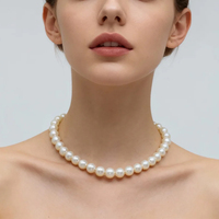 Colliers de bijoux fins européens et américains, collier de perles d'eau douce, bijoux en or platine pour les anniversaires