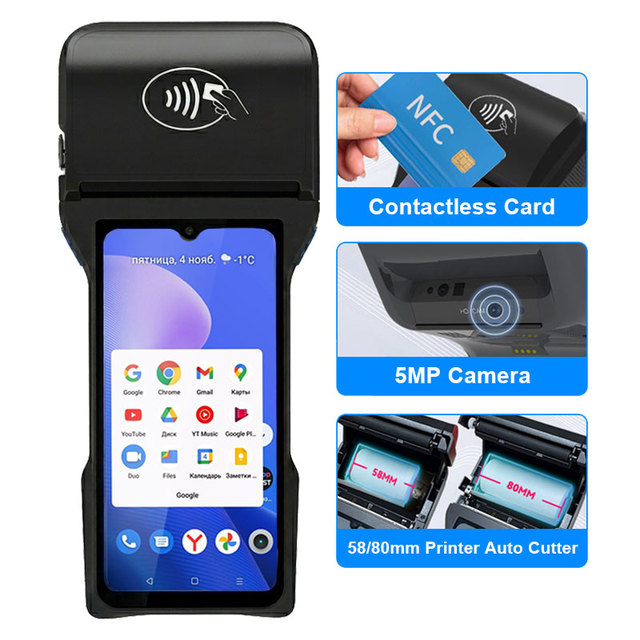 Android Handheld Pos Terminal with Printer and Scanner Pocket Size 4G Mobile Handheld Android 14 Terminales POS Touch Screen Z93