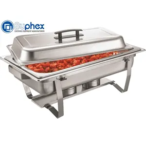 Buphex SS201 Pro Catering-Ausrüstung F433-3 Ökonomische Chafing-Dish 7,5 L mit GN1/3x3 Speisenwärmer für Hotel, Restaurant, Catering