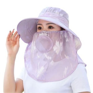 Chapeau Bob de Jardinage en Tissu Soyeux avec Cache-Visage, Protection Solaire Respirante, Chapeau d'Été à Large Bord pour Femme - Product Image 1