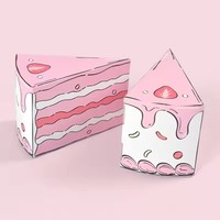 Boîte-cadeau en papier en forme de gâteau triangulaire créatif de dessin animé, ensemble de boîtes-cadeaux pour fête de festival, décoration de table pour cosmétiques, bonbons, poupée, cadeau