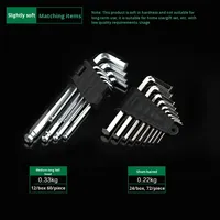 Juego de 9 Llaves Hexagonales de Acero al Cromo Vanadio Mate Extendidas, Llave en Forma de L con Cabeza Esférica Hexagonal de 90 Grados