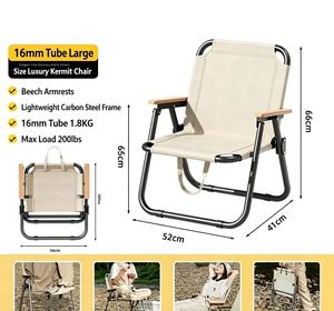 Chaise pliante de camping, randonnée et plage en acier carbone, design moderne en forme de lune, tissu Oxford. - Product Image 3