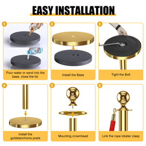 Chất lượng cao xách tay thép không gỉ rào cản giao thông kiểm soát đám đông stanchions thảm đỏ dây thừng cực 95cm chiều cao ánh sáng - Product Image 4