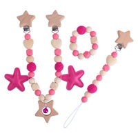 Chaînes de sucettes en bois de hêtre Pacify pour enfants, attache-sucette, décoration de poussette, hochet à main