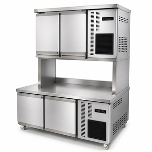 Servicio OEM, Mesa de <span class=keywords><strong>Trabajo</strong></span> de Acero Inoxidable 304 201 con Refrigerador Bajo Encimera, Cocina Comercial, Mesa de <span class=keywords><strong>Trabajo</strong></span> Refrigerada de 2 Niveles - Product Image 1