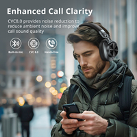 Casque audio supra-auriculaire à réduction de bruit active, stéréo Hi-Fi, haut-parleurs en titane, pliable, étanche IPX5, 65h d'autonomie, pour le sport