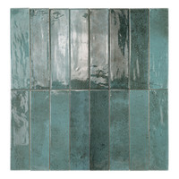 Azulejos Rio Blue de 6x25 cm, Brillantes, Bordes Irregulares, 8 mm de Grosor