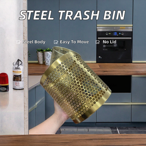 Cestino Portatile da Cucina e Ufficio Senza Coperchio in Acciaio Inossidabile, Contenitore per Rifiuti, Bidone della Spazzatura - Product Image 2