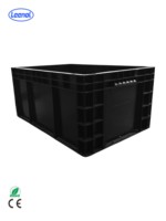 Leenol Esd Bin Box Boîte à outils en plastique noir antistatique PP PVC Boîte à composants électroniques pour ligne de transport conductrice noire avec couvercle