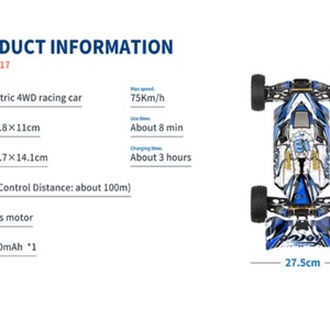 WLtoys 1/12 124017 Coche RC de 75KM/H, sin Escobillas, Metálico, 4WD, Eléctrico, de Alta Velocidad, para Derrapes, Control Remoto de 2.4G y 4 Canales, Alcance de 80M, para Expertos - Product Image 6