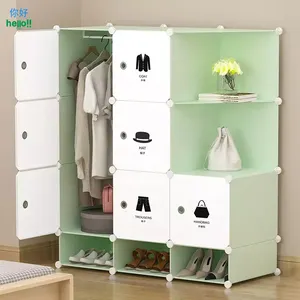 Armoire mobile intelligente avec étagère et cintre, Cube de rangement, armoire à assembler réutilisable, armoire en plastique