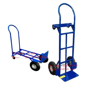 Heavy Duty 800bl Capaciteit 4 Wielen Verstelbaar 2 In 1 Handling Trolley Voor Materiaal Opvouwbare Handtrolley Vrachtwagen Dolly Kar