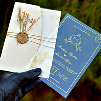 Carte d'invitation personnalisée en acrylique avec feuille d'or, invitations de mariage de luxe, enveloppe semi-pliée élégante, ensemble d'invitations de mariage