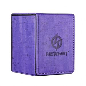 Caja de Almacenamiento de Cartas de Cuero Sintético Morado con Carga Superior, Esquinas Cuadradas, Portátil, para Juegos de Mesa - Product Image 3