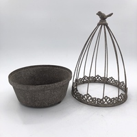 Cloche de jardin rustique en fer forgé style ferme, cage à oiseaux vintage française, pot de fleurs multifonctionnel en fil métallique pour table de jardin