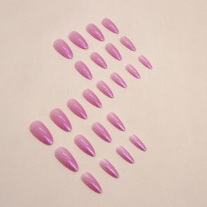 <span class=keywords><strong>Uñas</strong></span> Postizas de Plástico de Alta Calidad para Niñas, Diseño 3D con Patrón de Almendras, Estilo Francés, Cobertura Completa, Juego de 24 Piezas, Larga Duración para Dedos - Product Image 4